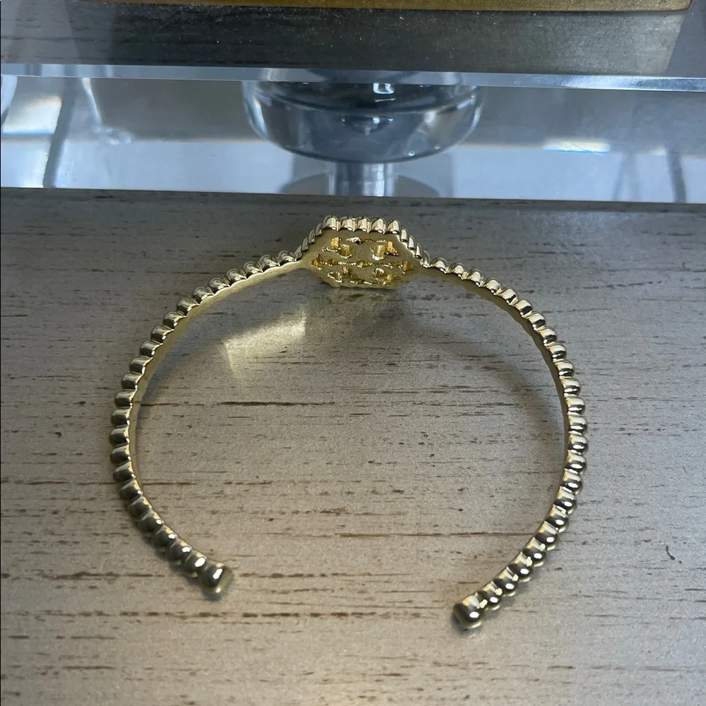 Tory Burch Gold Beaded Hexagon Cuff Bracelet - Picture 4 of 4